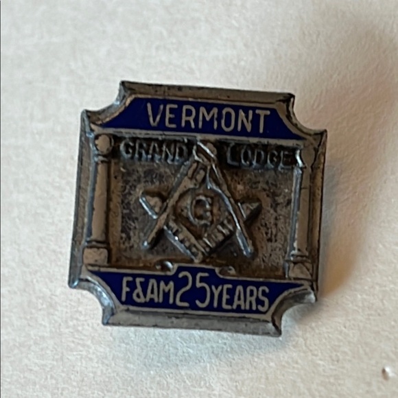 Vermont Masonic Grand Lodge Sterling Silver Pin 25 Years - Picture 2 of 9